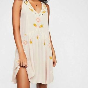 Free People Adelaide Festival Slip Dress Tunic Blush Combo